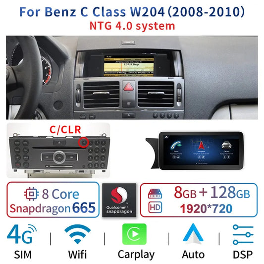 WiFi Controlled, S665 NTG 4.0, 10.25" Touch Screen, Mercedes C W204 W205 2007-2018, Google BT, 8 Core Stereo