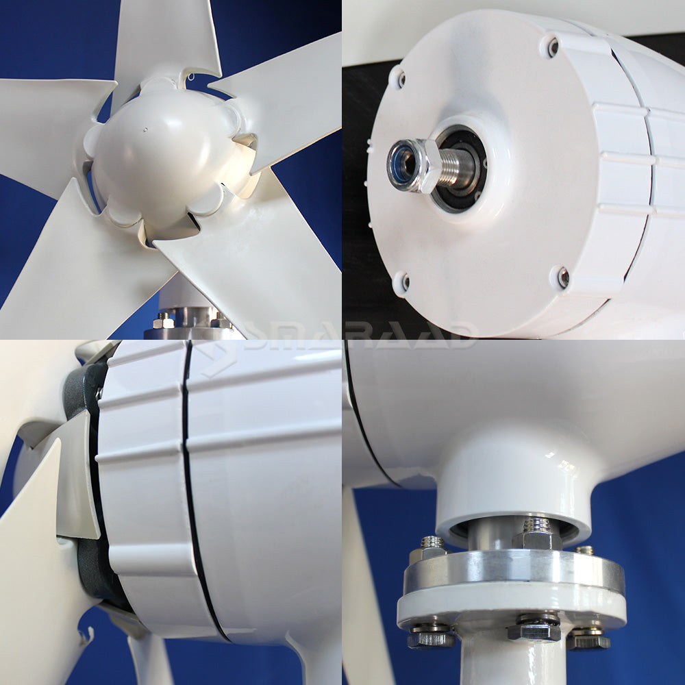 Wind Turbine, Smaraad, SZ-1000, 12V, 1000W, 5 Blades, White