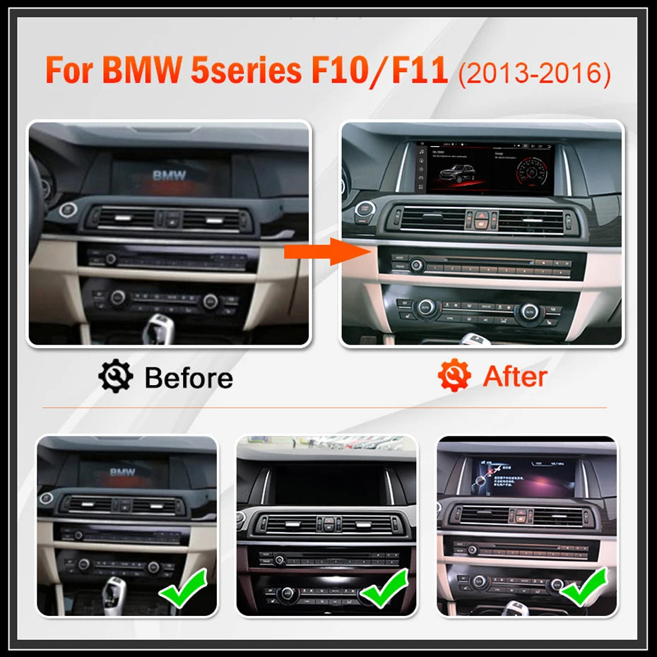 Wireless Speakers, , BMW 5 Series F10 F11 2011-2016, 12.5" 1920*720P Screen, Carplay Auto Stereo, Bluetooth 4G LTE, HPL-NBT-4G64G, Black, One Size.