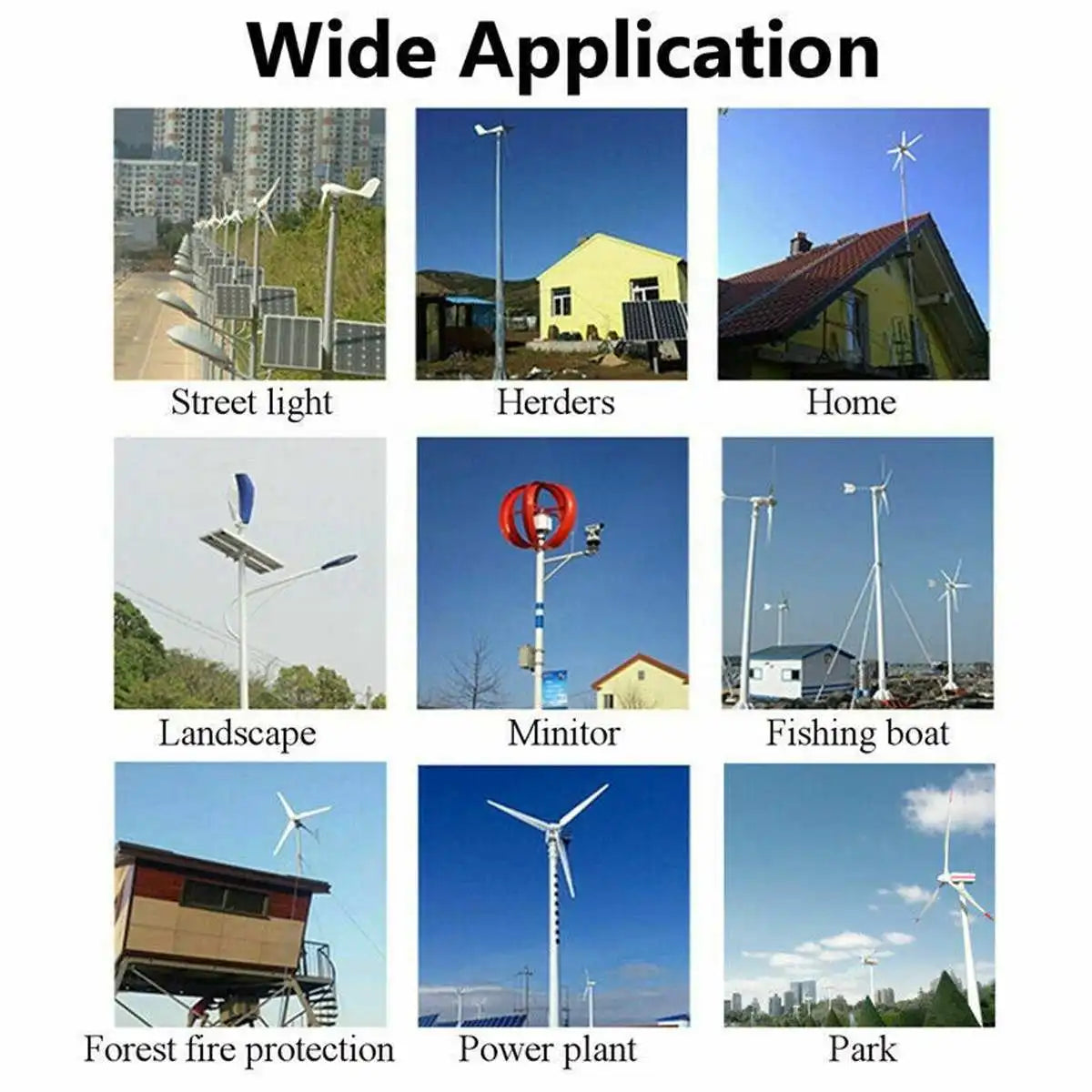 Wind Turbine Generator Power + Charge Controller,12V, 4200W, 3/5/6 Blades,2m/s Start Wind Speed, [Color], [Size]