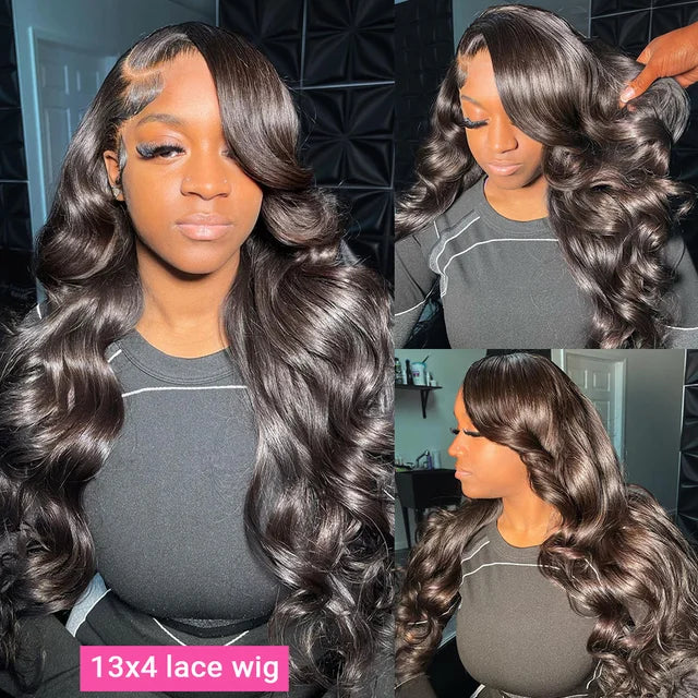 Wig, 180 density, 13x4 Lace Front, 30 cm, Human Hair, Black