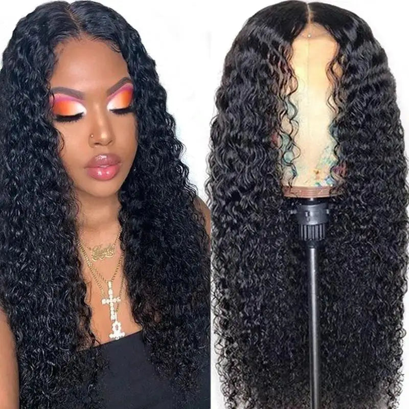 Wig, Water Wave, Natural Human Hair, Brazilian, Glueless, 76cm, Black