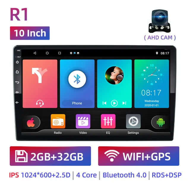 WiFi Controlled, 10 R1, 2G 32G AHD, Android 7 9, 2 Din, 10 Inch Car Multimedia Video Player, Universal 2DIN Stereo Radio GPS, Volkswagen Nissan Hyundai Kia Toyota, Color: [color], Size: [size]