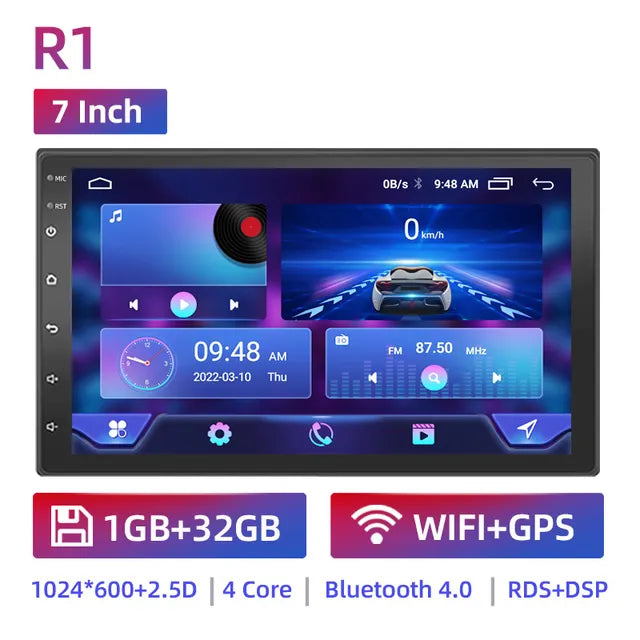 WiFi Controlled, 7 R1 1G 32G, 2 Din Android 7, 9 10 Inch Car Multimedia Video Player, Universal 2DIN Stereo Radio GPS, Volkswagen Nissan Hyundai Kia Toyota Black, Not Specified