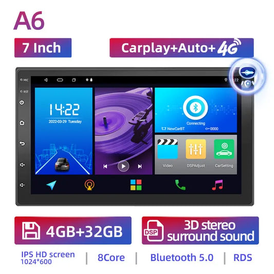 WiFi Controlled, 7 A6 4G 32G AI, 2Din Android 7 9 10 Inch Car Multimedia Video Player, Universal Stereo Radio GPS, Volkswagen Nissan Hyundai Kia Toyota, Color: [insert color], Size: [insert size].