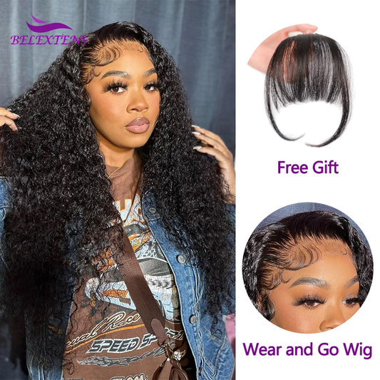 22 24 26 Water Wave Human Hair 4x4 Lace Pre Cut Wig No Glue Lace Front 3 Day Delivery