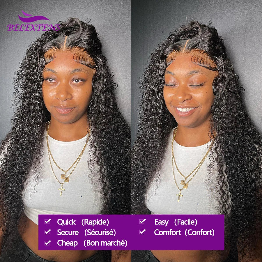 22 24 26 Water Wave Human Hair 4x4 Lace Pre Cut Wig No Glue Lace Front 3 Day Delivery