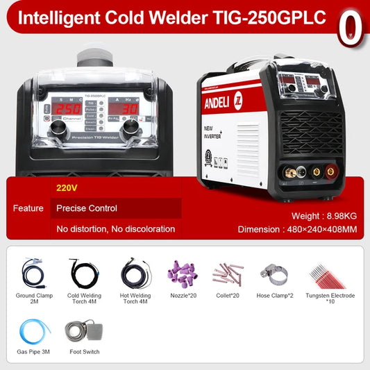 220V TIG Welder TIG Pulse Clean Gold Silver Welding Cold Welding Machine, Suitable for Soldering Sheet Mold Repair