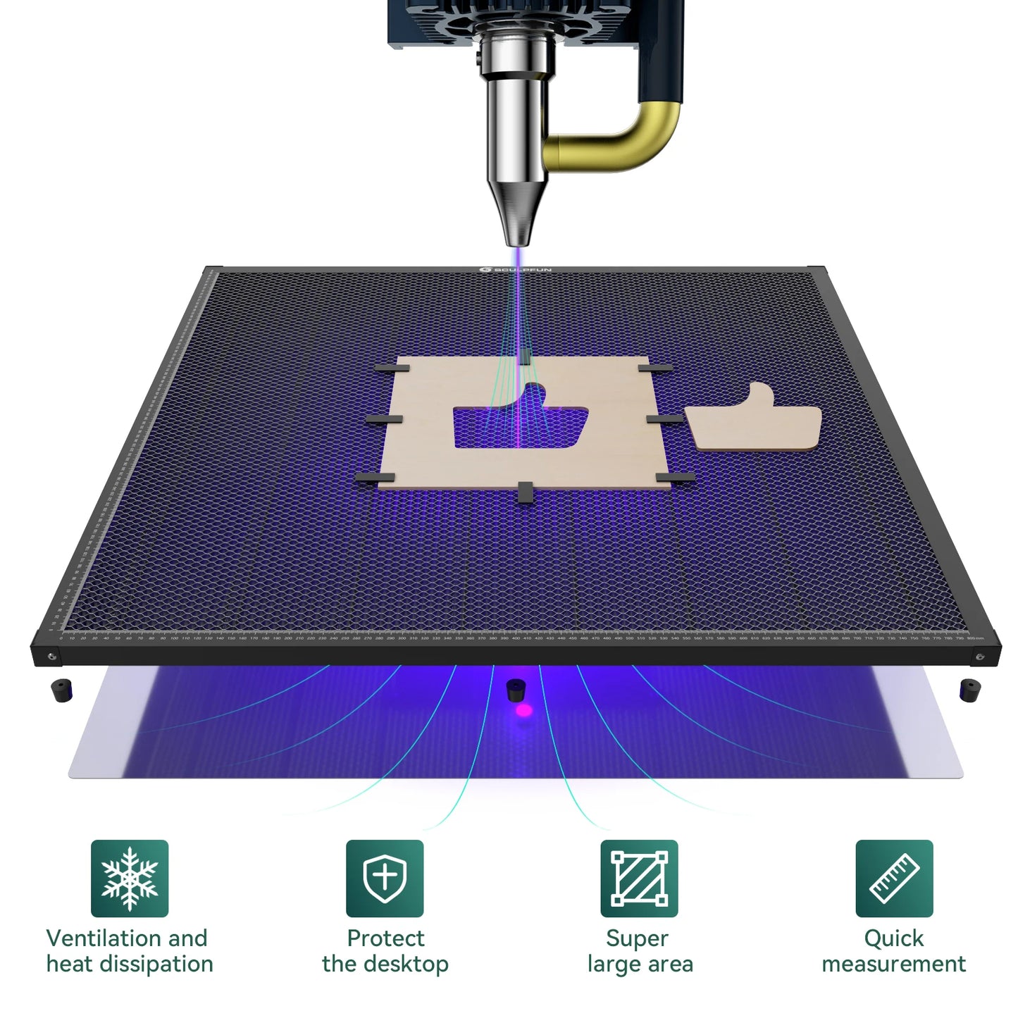 Work Table, 400X400mm, For Laser Engraver, Steel, Black