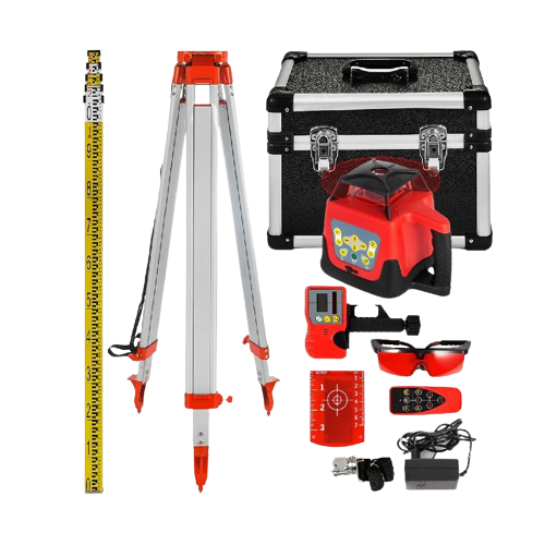 360 Laser Level Self-Leveling ±5 Deg. w/ Tripod & Staff for Construction Outdoors