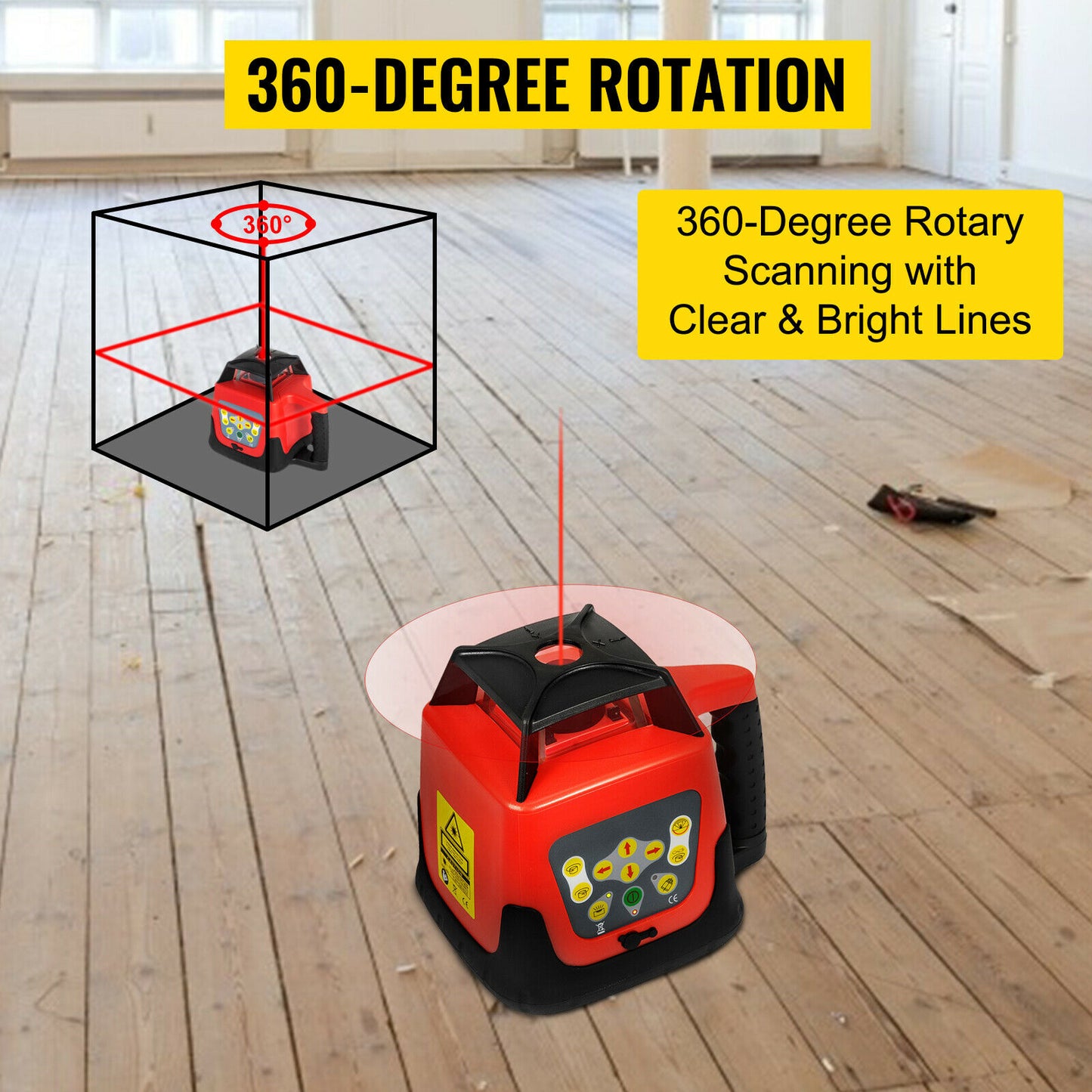 360 Laser Level Self-Leveling ±5 Deg. w/ Tripod & Staff for Construction Outdoors