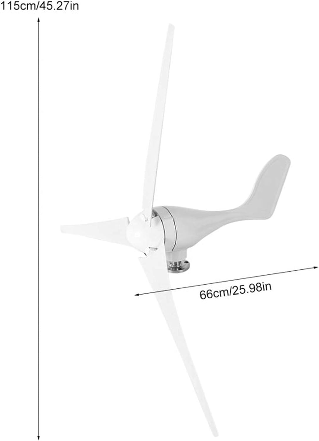 Wind Turbine Generator, Electric, 12V, MPPT Controller, 800W, 3 Blades, phase Current, White