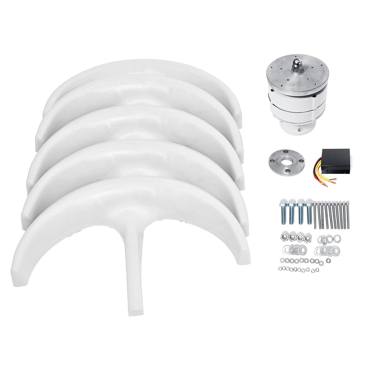 Wind Turbine, 12V, 1000W, 5 Blades, With MPPT Controller, White