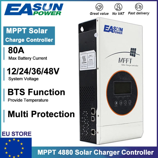 Workstation, 80A-4880, MPPT Solar Charge Controller, Max 150VDC, Back-light LCD, BTS, 12V/24V/36V/48V