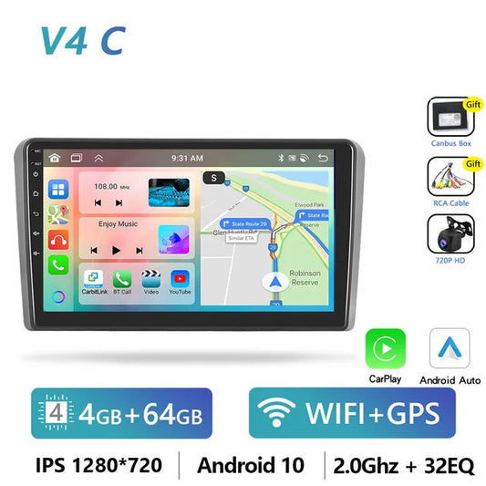 WiFi Controlled, 4G+64G, 8G+128G, Audi A3 8P 2003-2013, 9 inch CarPlay Android Radio, Multimedia Player 2din Head Unit, Stereo GPS Autoradio