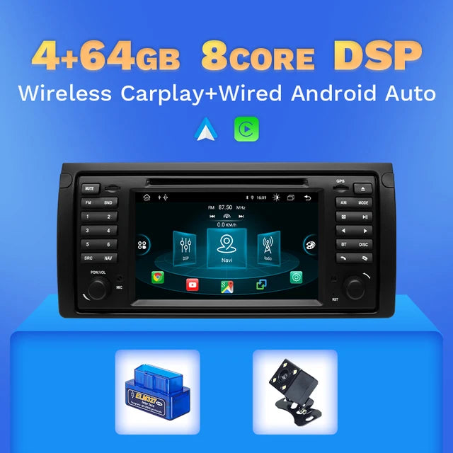 WiFi Controlled, Car DVD Player For BMW X5 E53 E39, Android 11, IPS Stereo Navigation, RDS, Black, 2 Din