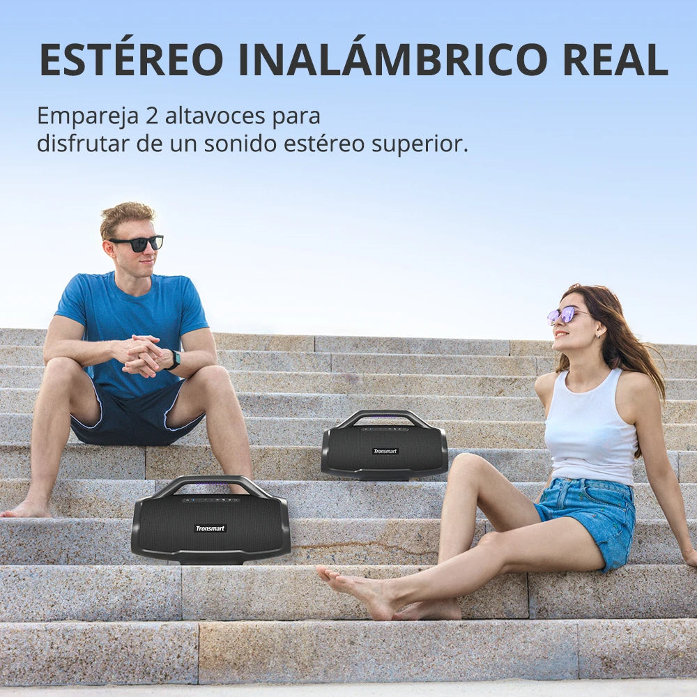 Wireless Speaker, Portable, 3 Way Sound, APP Control, 130W, 18000mAh, IPX6, Black