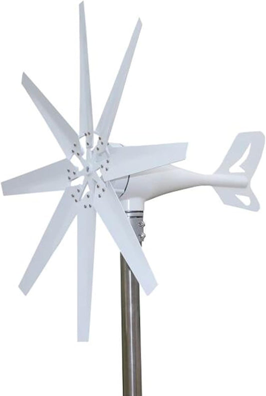 Wind Turbine Generator, Electric, with Controller, 12V, 9000W, 8 Blades, White