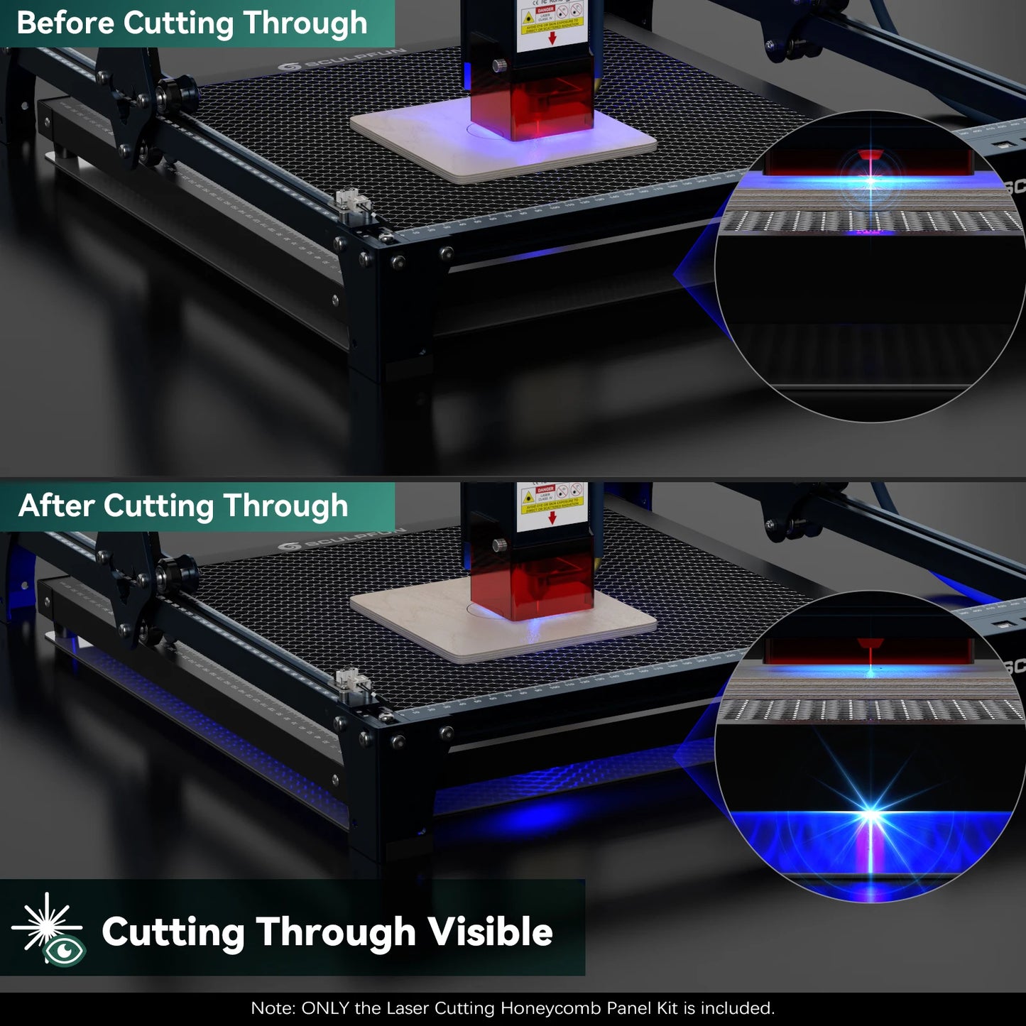 Work Table, 600x600mm, For Laser Engraver, Strength Steel, Black