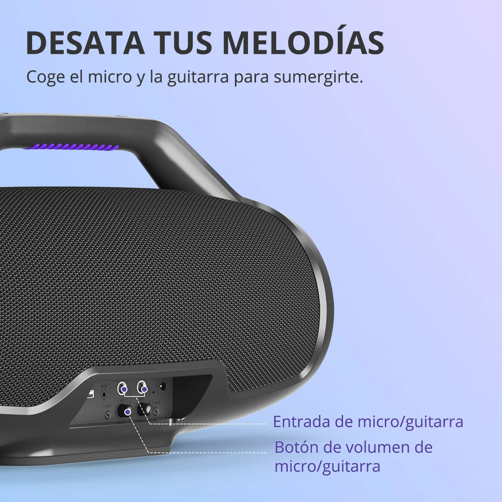 Wireless Speaker, Portable, 3 Way Sound, APP Control, 130W, 18000mAh, IPX6, Black