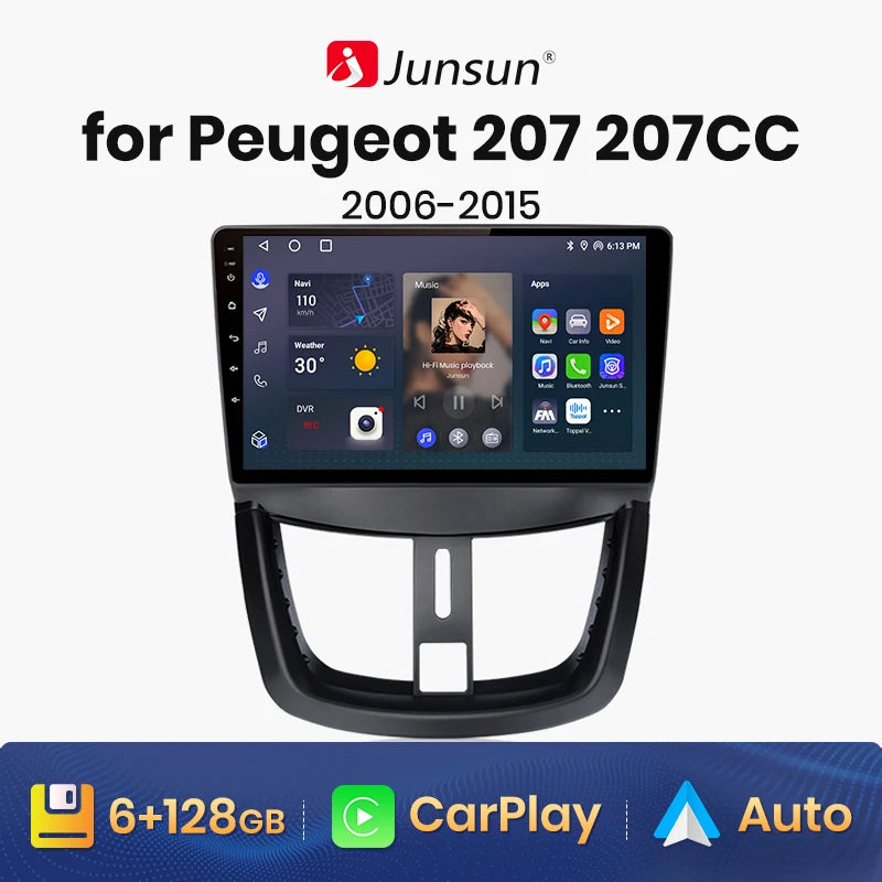 Wireless Speakers, , V1 AI Voice CarPlay Android Auto Radio, PEUGEOT 207 2006-2015, 4G Car Multimedia GPS, 2din autoradio, 1G 32G, Color: (not specified), Size: (not specified)