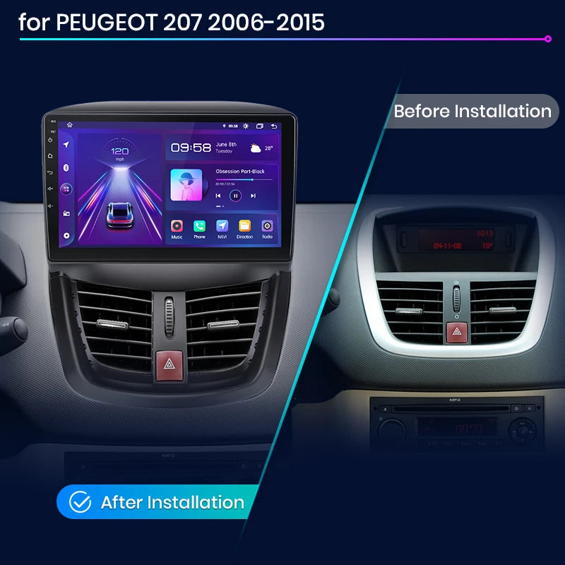 Wireless Speakers, , V1 AI Voice CarPlay Android Auto Radio, PEUGEOT 207 2006-2015, 4G Car Multimedia GPS, 2din autoradio, 1G 32G, Color: (not specified), Size: (not specified)