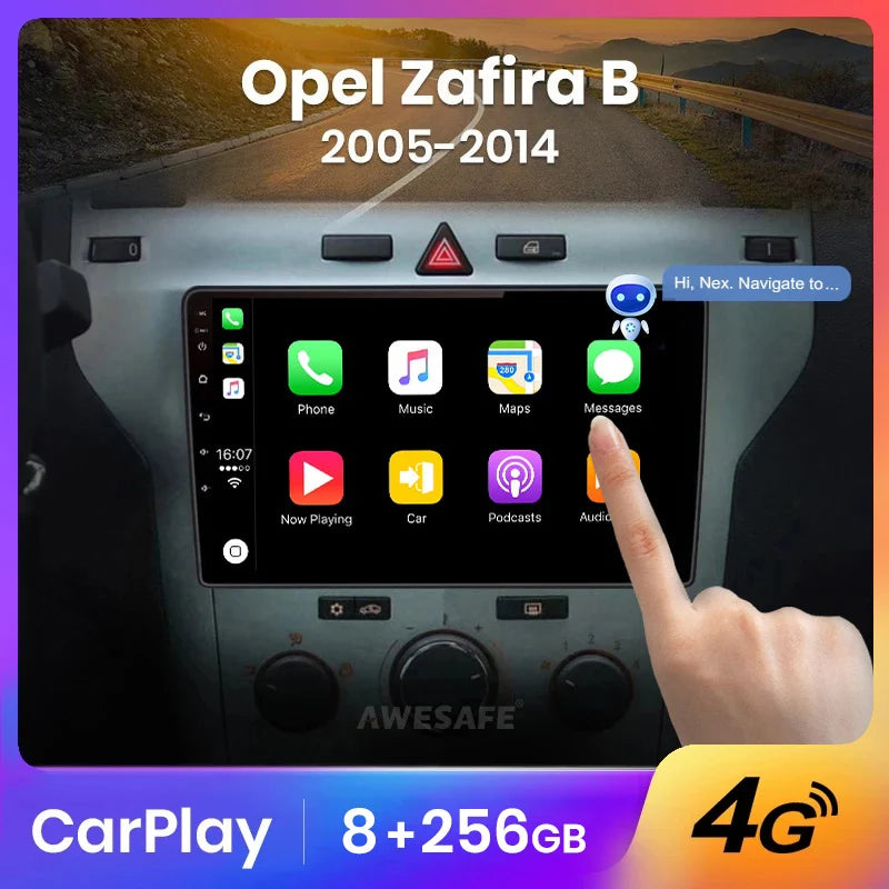 Haut-parleurs sans fil, PX9 Opel Zafira B Astra H 2005-2014 Autoradio Navigation multimédia, Android CarPlay Stéréo, WIFI, 1 Go-16 Go, Couleur : -