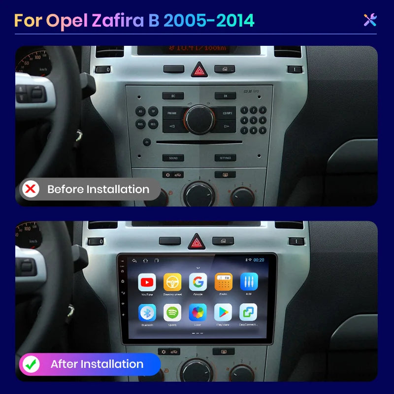 Haut-parleurs sans fil, PX9 Opel Zafira B Astra H 2005-2014 Autoradio Navigation multimédia, Android CarPlay Stéréo, WIFI, 1 Go-16 Go, Couleur : -