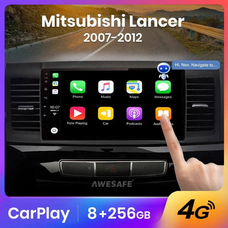 Wireless Speakers  PX9 for Mitsubishi Lancer 2007-2012, Android 2 din CarPlay 4G-WIFI 6GB-128GB GPS Multimedia Video Player 2009.