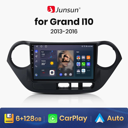 Wireless Speakers  V1Plus for Hyundai Grand I10 2016, AI Voice Control, Navigation GPS, Carplay, Android 12, 8+256G, Black.