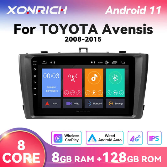 Wireless Speakers  Car Radio Multimedia Player for Toyota Avensis 2008-2015 Android 11 GPS 4G Wifi 2Din Autoradio DSP V1 8GB+128GB 4GB 32GB OBD Cam Black