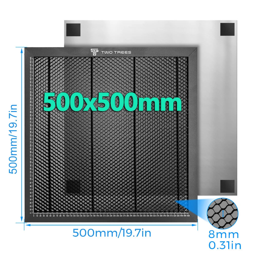 Work table, 500x500mm, Honeycomb, Aluminum, Black