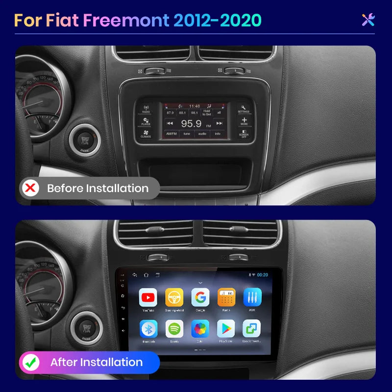 Haut-parleurs sans fil, PX9 pour Fiat Freemont 2012-2020, Android 11, autoradio multimédia, navigation, stéréo CarPlay, WIFI, 1 Go-16 Go