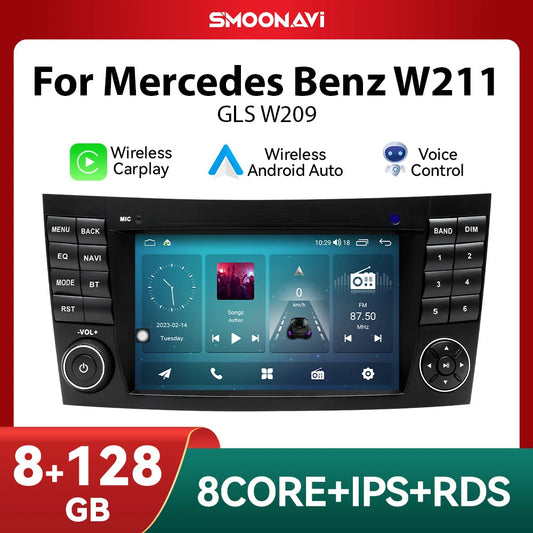 Wireless Speakers, , Mercedes Benz E-class W211 E200 E220 E300 E350 E240 E270 E280 CLS CLASS W219, 8G, Android 12, Black, 4GB 64GB OBD Cam