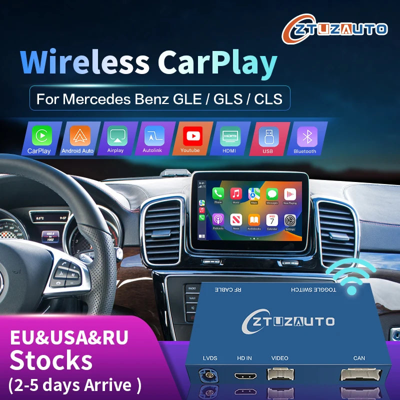 Wireless Speakers  Mercedes Benz GLE GLS CLS 2014-2018, CarPlay Android Auto Mirror Link AirPlay Youtube HDMI Functions NTG5.0.