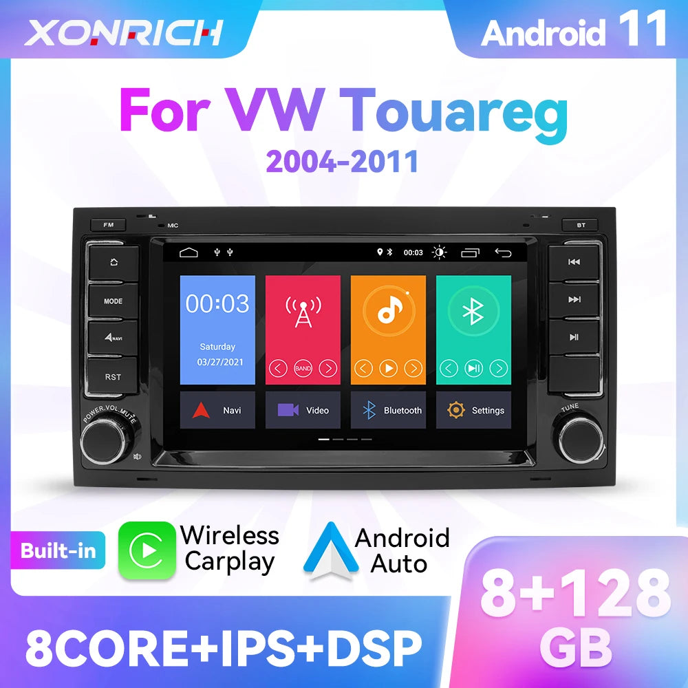 Wireless Speakers, , 8GB+128GB, Android 12, VW Volkswagen Touareg Transporter T5, GPS Navigation, Auto Radio, 4Core, 2GB, 32GB, Black