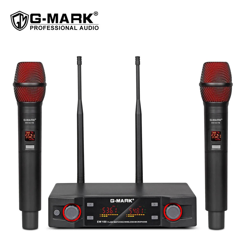 Wireless Speakers,  EW100 UHF Karaoke Handheld, Adjustable Frequency, Black, Standard Size.