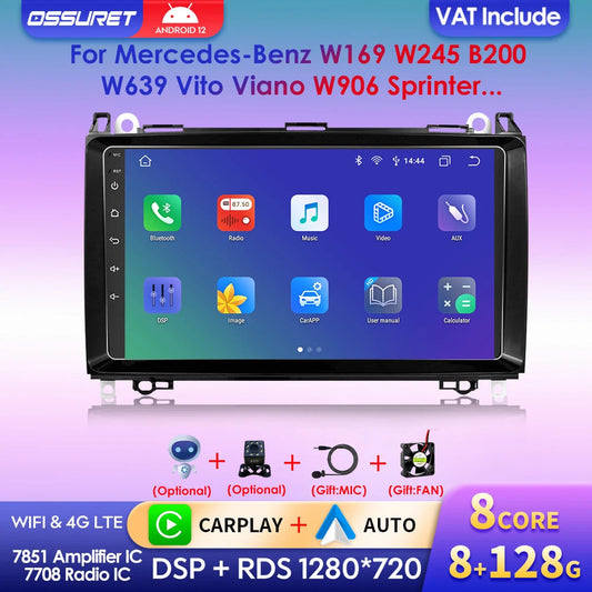 Wireless Speakers, , Android 12 Octa Core AI Auto Car Radio Multimedia, CarPlay S7, AHDC1, Mercedes Benz B200 W169 W245 Viano Vito W639 Sprinter W906, Color: [specify color if available], Size: [specify size if available]