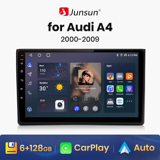 Wireless Speakers, , V1 AI Voice CarPlay Android Auto Radio, Audi A4 2000-2009 Seat Exeo 4G Car Multimedia GPS, 2din autoradio, 1G 32G, Black, Standard size.