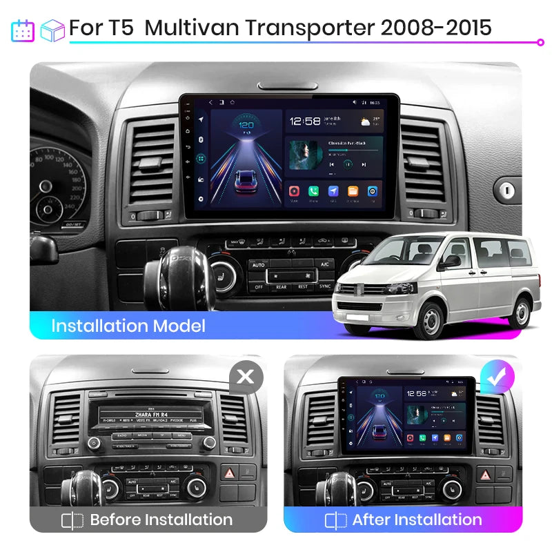 Wireless Speakers  V1 AI Voice Car Multimedia GPS 2din autoradio for Multivan Transporter 2008-2015 4G (2GB 32GB)