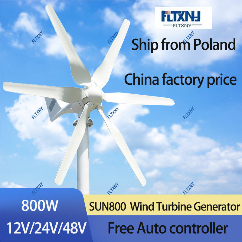 Wind Turbine, Fltxny, 1000W, 8Blades, 24V, With MPPT Controller, White