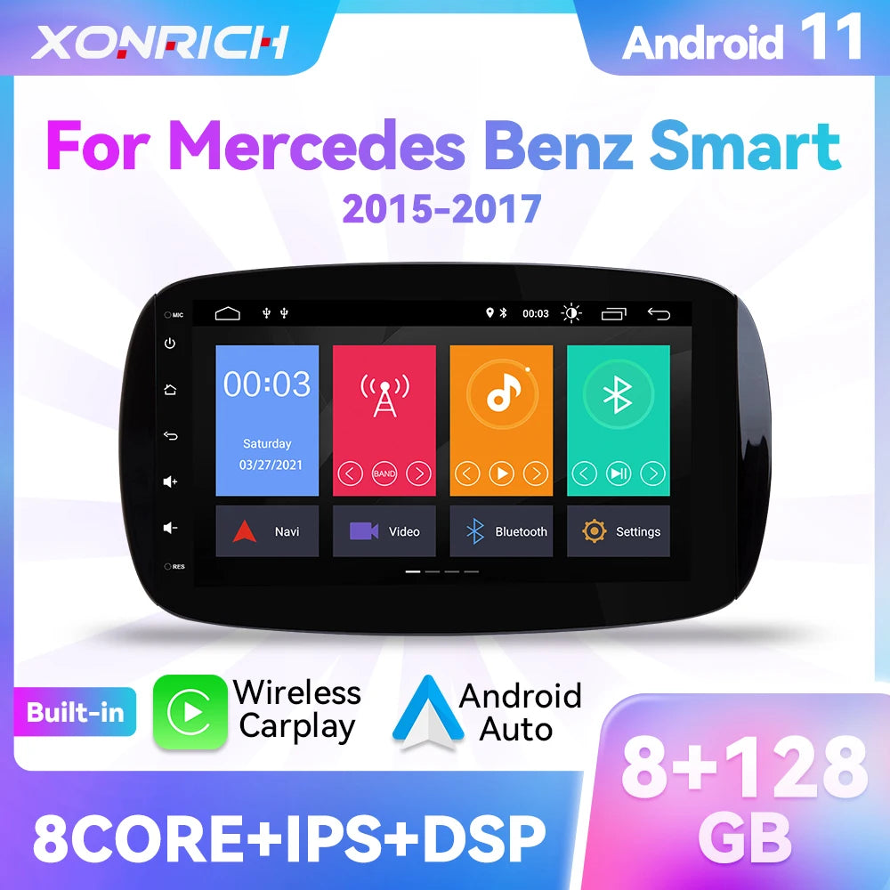 Wireless Speakers, , Mercedes Smart Fortwo, Android 11, GPS Navigation, Stereo, IPS, 2GB 32GB, OBD, Cam