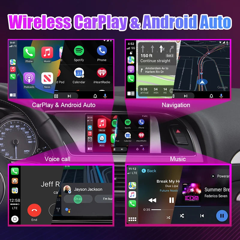 Wireless Speakers, , Apple CarPlay Android Auto Interface, AirPlay Mirror Link, Black, Standard Size