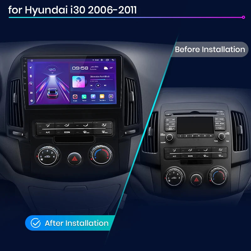 Wireless Speakers, , Hyundai I30 2006-2011, AI Voice, 4G, GPS, 2din autoradio, V1 Plus (8GB 256GB), Black