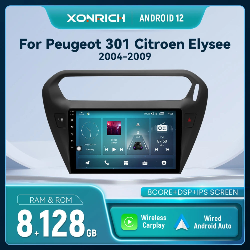 Wireless Speakers  Peugeot 301 Citroen Elysee 2013-2018 Car Radio Android Auto GPS Navigation No DVD DSP RDS V2(6GB 128GB)