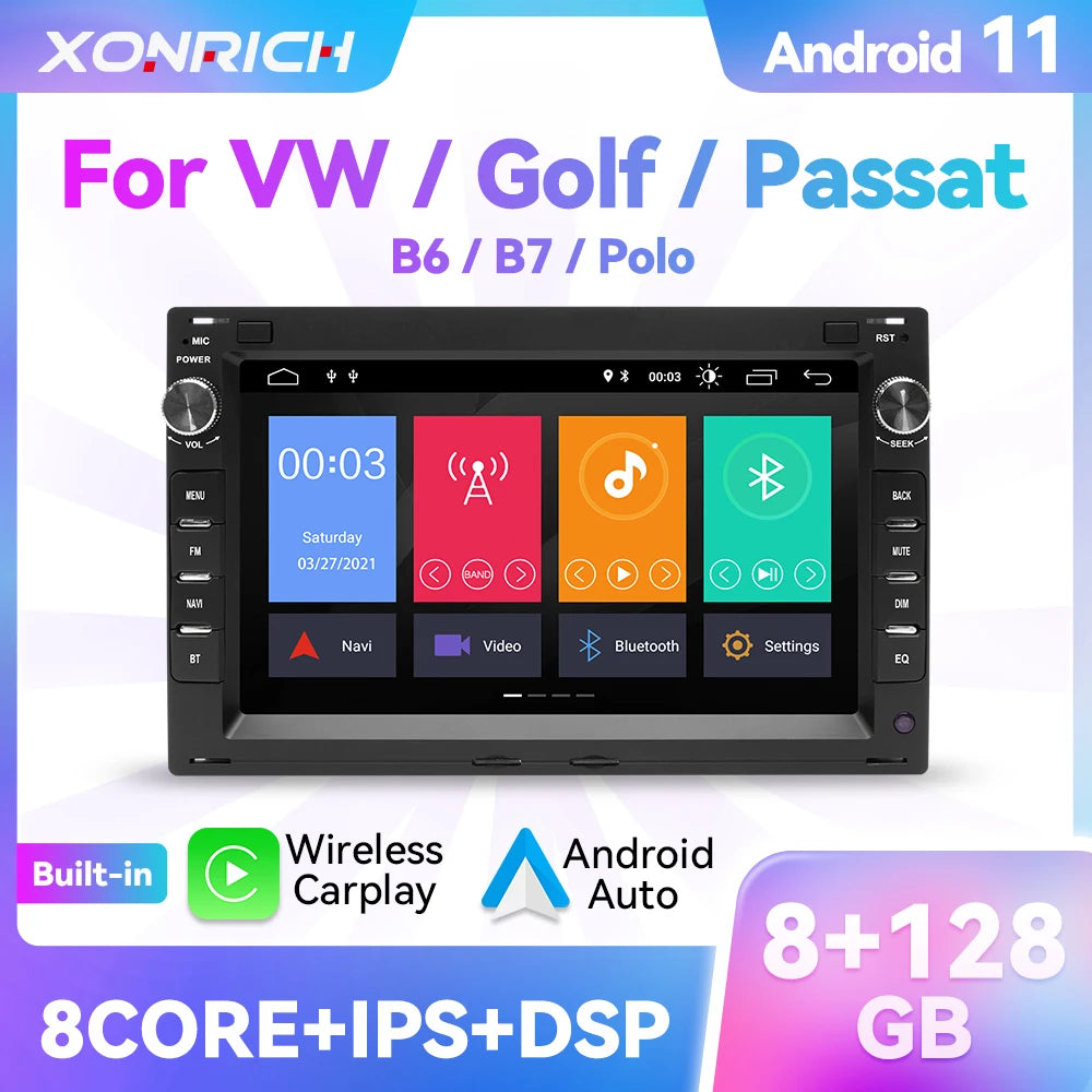 Wireless Speakers, , VW PASSAT B5 MK4 MK5 SHARAN Jetta Bora Polo TRANSPORT T5 CITI CHICO, 4G Car Multimedia GPS 2Din 4Core 2GB 32GB, Black