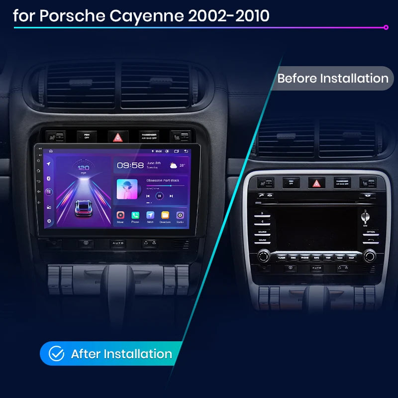 Wireless Speakers, , Porsche Cayenne 1 9PA 2002-2010, AI Voice, Car Multimedia GPS, 4G, 2din autoradio V1 Pro, 2GB 32GB, Black.