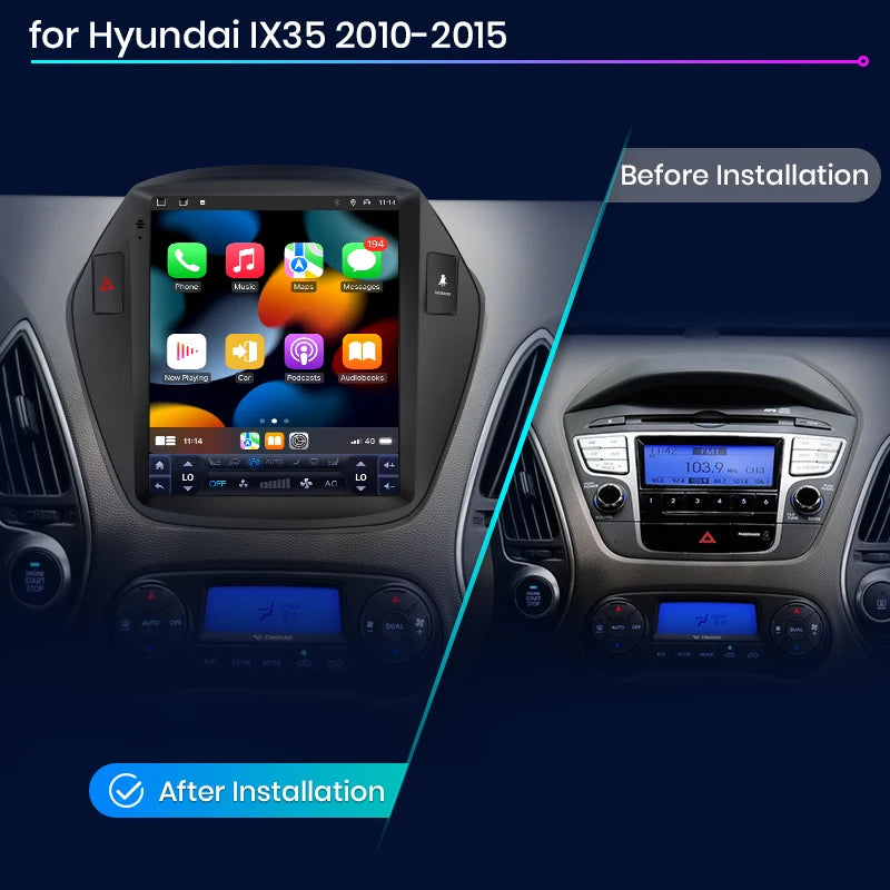 Wireless Speakers  Hyundai Tucson 2 IX35 2010-2015, Android Auto Car Radio Multimedia, Tesla Style, 2G 32GB, No 2din, WIFI, Black