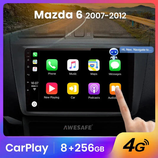 Wireless Speakers, , PX9, Car Radio Multimedia Player GPS 2 din Android Autoradio Carplay 4G-WIFI 6GB-128GB, Mazda 6 GH GG, 2007-2012, Black, Standard Size