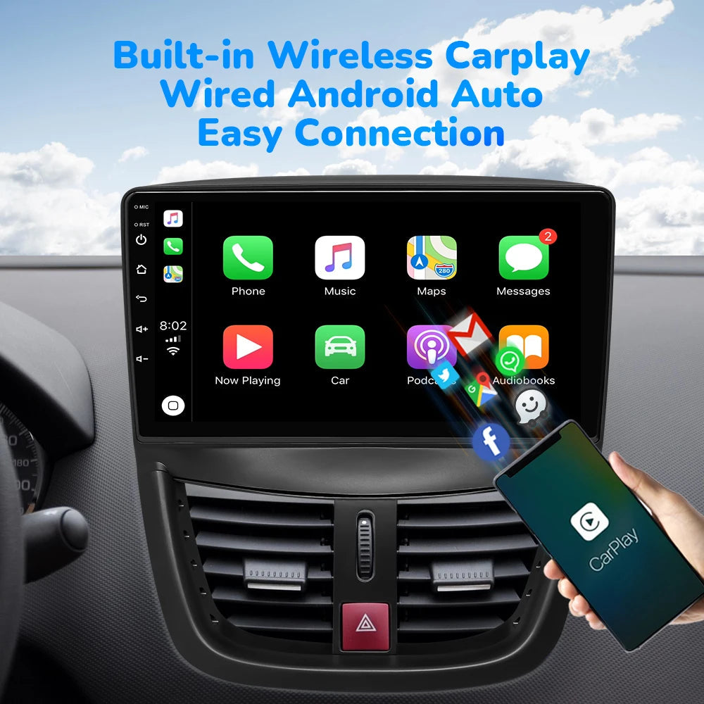 Wireless Speakers, , PEUGEOT 207 2006-2015, Carplay, 128GB, Android 12, GPS Navigation, Autoradio, 4G Wifi, DSP V2C, OBD Cam